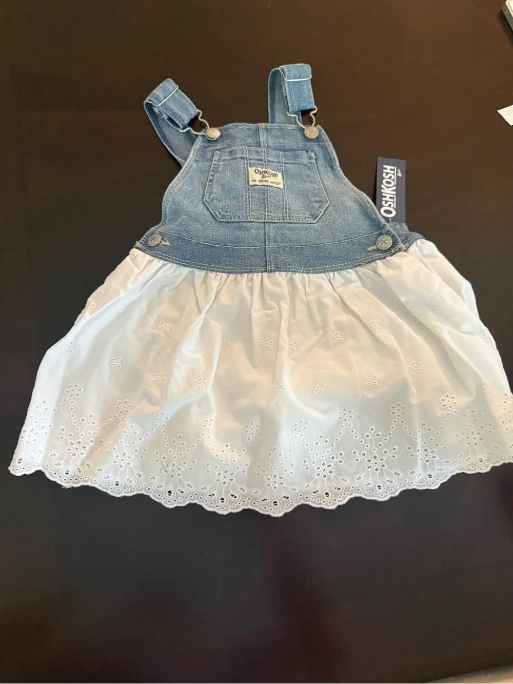 OshKosh B'gosh Light Blue Denim Top with White Eyelet Skirt Dress